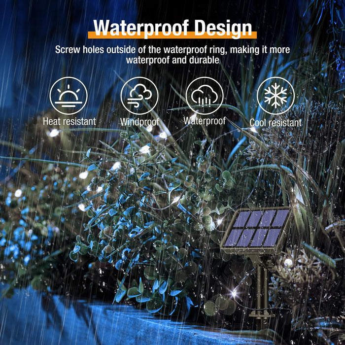 4 Pack Solar String Lights Outdoor - 320LED 132FT Solar Fairy Lights Outside Waterproof with 8 Modes, Copper Wire Twinkle Solar Outdoor Lights for Garden Yard Tree Christmas Wedding Decor, Cool White