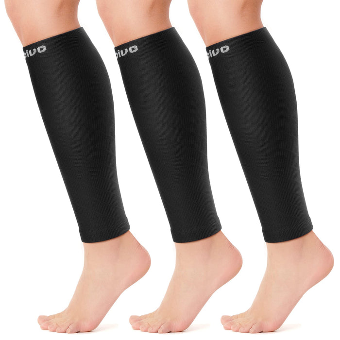 CAMBIVO 3 Pairs Calf Compression Sleeve for Women Men, Leg Support for Shin Splints, Varicose Vein(Pure Black, Large-X-Large)