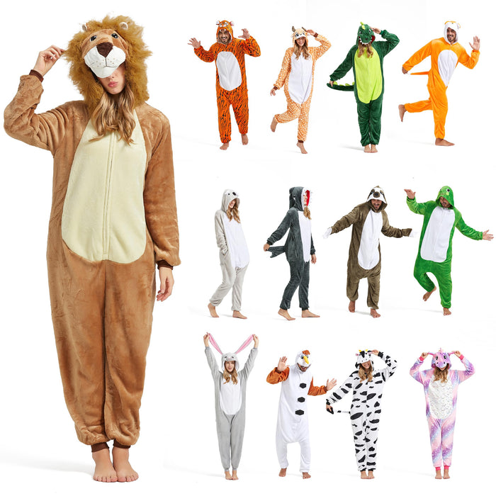 SISKIN Animal Onesie Adult - Lion Halloween Costumes for Women Men Couples Halloween Pajamas Cosplay Animal Onesies S