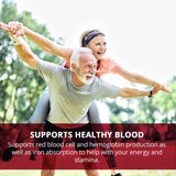 Prohemia Natural Blood Builder Iron Supplement and Support for Healthy RBC & Oxygen Levels and Red Blood Cells Production for Women and Men - 60 Pills