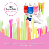 Nostalgia Premium Snow Cone Syrup Party Kit, 20 Snow Cones, 20 Spoons/Straws, Blue Raspberry, Cherry, Cotton Candy