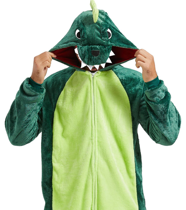 QUCH Adult Onesie Costume-Unisex Animal Onesies for Adults Hallowee Costume, Halloween Onesie Adult Onesie Pajamas for Women Dinosaur XL