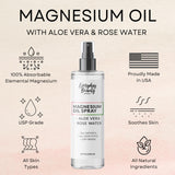 Magnesium Oil Spray with Aloe & Rose Water - All Natural - USP Grade Magnesium - Large 8 Fl Oz Bottle with Mist Cap - Made in USA