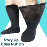 Gooi Extra Wide Socks for Swollen Feet Soft Stretch to 30" Seniors Diabetics Men Women 10-13 13-15 Non Binding Loose Fit Top Edema Lymphedema Neuropathy Bariatric Cover Cast Over The Calf Plus Size