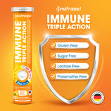 nutrazul Immune Triple Action Effervescent Tablet-1000 mg Vitamin C, Vitamin D, Zinc I Orange 20's (Pack of 3) I Gluten Free, Sugar Free, Lactose Free & Preservative Free I Maintains Immune Function