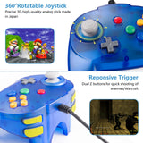 KIWITATA Mini Game Controller for N64 Console, Classic Retro N64 Wired 64-bit Remote Controller Upgraded Joystick Gamepad Replacement Clear Blue