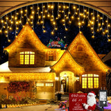 Icicle Christmas Lights Outdoor, 66ft 640 LED Icicle Lights for Outside, Plug in Twinkle Lights Indoor with 8 Modes Timer Waterproof for House Holiday Decor Wedding Christmas Decorations (Warm White)