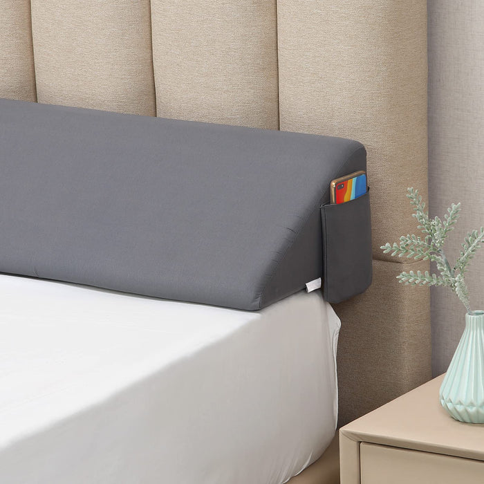 Vekkia Twin Bed Wedge Pillow/Headboard Pillow/Mattress Wedge Twin,Bed Gap Filler to Fill Gap (0-6") Between Headboard and Mattress (Gray) (39"x10"x6")