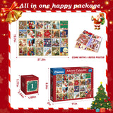 Advent Calendar 2024 Christmas Jigsaw Puzzle-1008 Pieces Christmas Countdown Calendar 24 Days Jigsaw Puzzles, Holiday Vintage Stamp Puzzles for Adults Kids,Xmas Gift for Boys and Girls