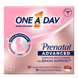 One A Day Womens Prenatal Advanced Complete Multivitamin with Brain Support* with Choline, Folic Acid, Omega-3 DHA & Iron for Pre, During and Post Pregnancy, 30+30 Count (60 Total Set)