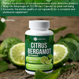 25x Concentrated Citrus Bergamot Extract Capsules, 150 Veggie Capsules, Citrus Bergamot 1000mg Capsules, Non-GMO, Gluten-Free, All Natural, Vegetarian Capsules
