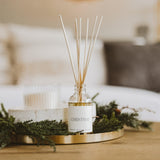 Sweet Water Decor Clear Reed Diffuser Set | Christmas Scent: Apple Cider, Cinnamon, and Fresh Cut Christmas Tree