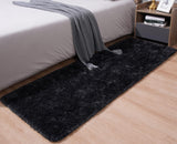 Fosirug Rugs for Bedroom 2x6 Feet Runner Rug for Living Room Ultra Soft Shaggy Carpet for Christmas Home Decor High Pile Fluffy Mat Faux Fur Rug for Bedside Nursery Kids Room College Drom, Black