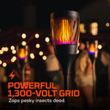 NEBO Solar Zapper & Lantern (No Flicker) Warm Glow Attracts and Zaps Mosquitos, Flies, Gnats, June Bugs, and More for Outdoor Use with Dual Band UV Technology, Torch