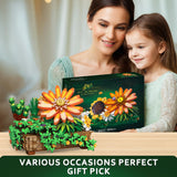 Under the Baubles Flower Botanical Bonsai Building Set - 924pcs, Home Decor, Mother's Day, Valentine's Day, Christmas for Adults and Kids, Climbing Ivy, Sunflower, Chrysanthemum.