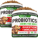 STRELLALAB Pet Probiotics for Dogs & Digestive Enzymes - Digestion & Gut Health Treats, Dog Probiotics Chews, Fiber Supplement, Anti Diarrhea, Constipation, Upset Stomach&Gas Relief, Canine Prebiotic