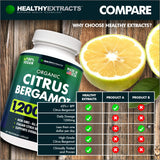 Citrus Bergamot 1200mg 60 Capsules - Natural Supplement with Pure High Potency Bergamot Extract