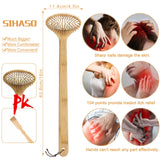 SIHASO Bamboo Oversize Curved Back Scratcher - Large 104 Wooden Points Provide Instant Itch Relief, Curved Handle & Air Cushion, Extendable Back Massage for Men Women Adults