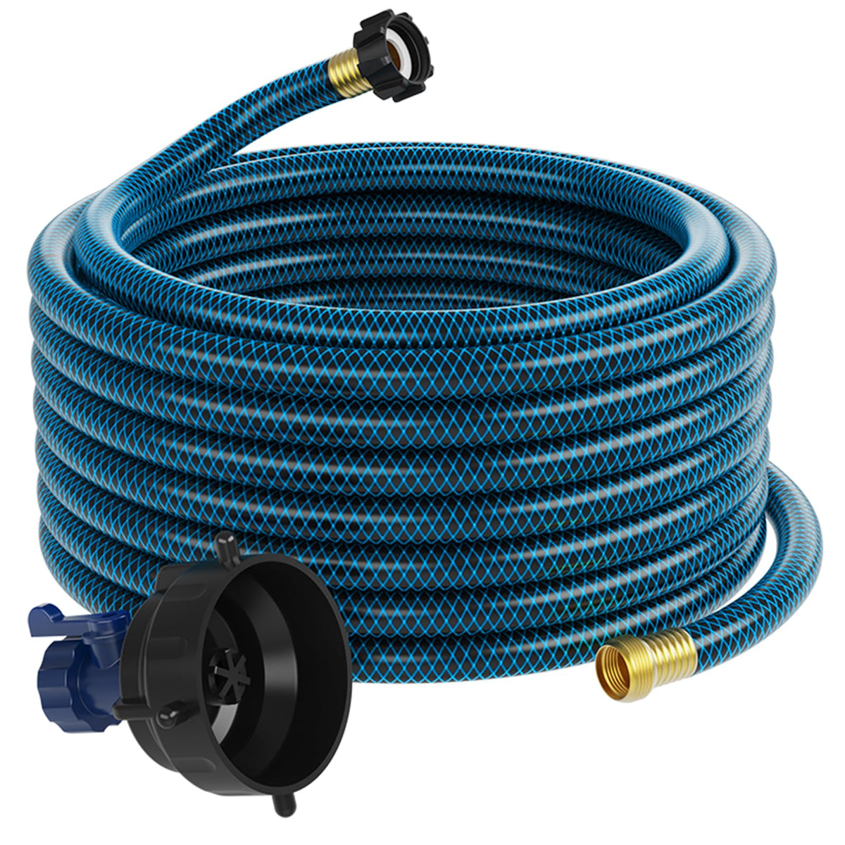 Grey Rinse Kit DUMPMAN RV Sewer Hose Rinse Kit, 10-Ft Gray/Black Water Hose, 6-way Bl