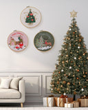 Santune Embroidery Kit - 3pcs Christmas Embroidery Patterns for Beginners with Instructions Cross Stitch Kits for Adults with 1 Embroidery Hoops, Color Threads and Needles, Good Hobbies for Women