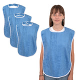 Elaine Karen 3 Pack Premium Adult Bibs - bibs for adults Men, Women; Eating Cloth for Elderly Seniors and Disabled, Adjustable, Terry bib Clothing Protectors, Machine Washable, Blue