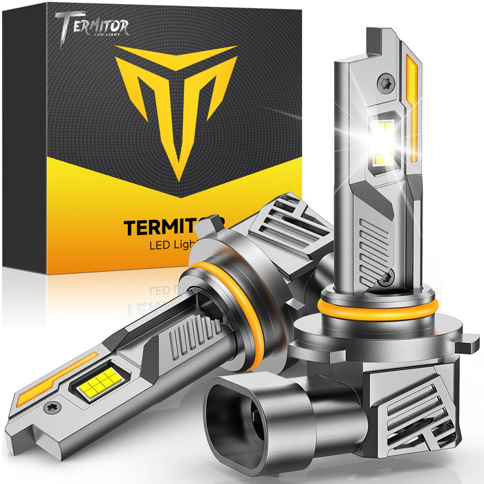 Termitor 2026 Latest 60,000LM 9012/Hir2 Light Bulbs, 1000% Brightness No Flickering, 70K+ Hours Lifespan, 1:1 Mini Size, CANBUS Ready with Cooling Fan, IP68 Waterproof, Plug N Play, Pack of 2