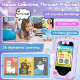 Kids Smart Phone for Girls, Christmas Birthday Gifts for Girls Age 3-10 Kids Toys Cell Phone, 2.8" Touchscreen Toddler Learning Play Toy Phone with Dual Camera, Game, Music Player, 8G SD Card (Purple)