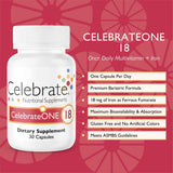 Celebrate Vitamins CelebrateONE 18 One Per Day Bariatric Multivitamin with Iron Capsules, 18 mg of Iron, for Post-Bariatric Surgery Patients, 30 Count, 1 Month Supply