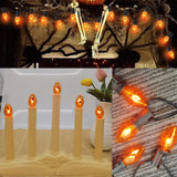 GOOTHY 25 Pack C7 Halloween Flicker Flame Light Bulbs, Orange Flickering Flame Replacement Bulbs for Chandelier Candles Christmas Outdoor String Lights, E12 Candelabra Base Night Light Bulbs, 1 Watt