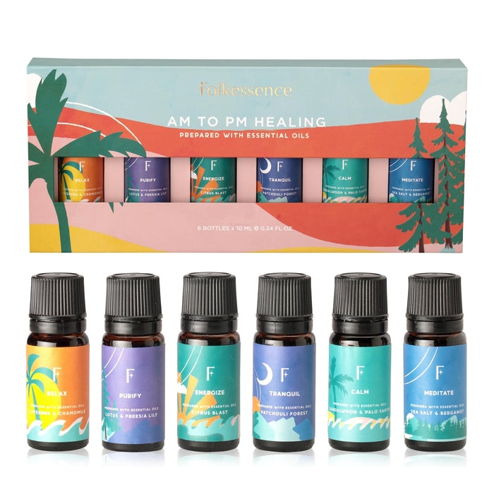 Folkulture Essential Oil Set for Diffuser, Set of 6 Organic Essential Oils for Diffusers for Home, Aromatherapy Diffuser Oil Scents - Lavender, Lemon, Patchouli, Sandalwood for Mothers Day Gifts