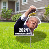 Probsin Trump 2024 Take America Back Yard Sign with Metal Stakes Double Sided 13" x 14" Trump Shooting Rally Election Signs Outdoor Decorations for Indoor Outdoor Lawn, Garden, Window, Party Supplies