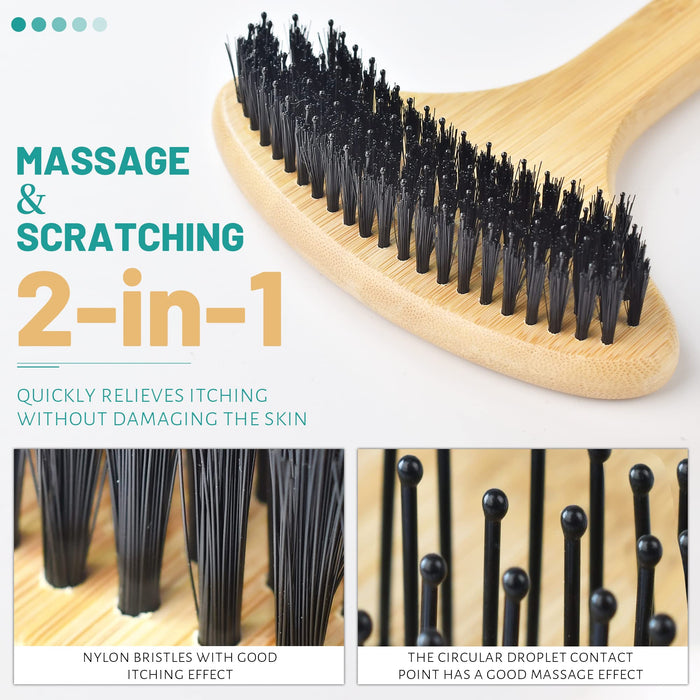 NURENDER Wooden Back Scratcher, Oversized Body Scratcher with 22” Curved Long Handle and 2 in 1 Wide Scratching/Massaging Head, for Itch Relief, Body Brush backscratchers for Adults Men Women