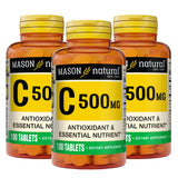 MASON NATURAL Vitamin C 500 mg - Supports Healthy Immune System, Antioxidant and Essential Nutrient, 100 Tablets (Pack of 3)