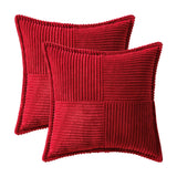 MIULEE Red Corduroy Pillow Covers with Splicing Set of 2 Super Soft Boho Striped Christmas Pillow Covers Broadside Decorative Textured Throw Pillows for Couch Cushion Livingroom 18x18 inch