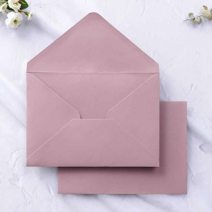 PONATIA 50 PCS/Pack A7 Envelopes, 5.25 x 7.5'' Shiny Dusty Rose Envelopes, Perfect 5x7 envelopes For Wedding Invitation Cards, Christmas Gift Cards Envelopes, Acrylic Invitations, Photos