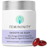 Femininity Smooth as Silk+ 30-Day Starter Kit for Vaginal Dryness (60 Softgels & Refillable Glass Jar) – Blend of Sea Buckthorn Oil, Vitamin D3 and Plant-Based Omega-3 DHA