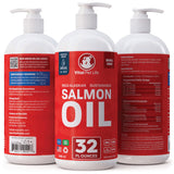 Salmon Oil for Dogs & Cats - Healthy Skin & Coat, Fish Oil, Omega 3 EPA DHA, Liquid Food Supplement for Pets, All Natural, Supports Joint & Bone Health, Natural Allergy & Inflammation Defense, 32 oz