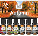 Autumn Essential Oils for Diffusers for Home, CAKKI Fragrance Oils Set, 6 Fall Scents, Natural Aromatherapy Oils, for Candles Making, for Soaps Making, for Humidifiers, 6x10 ml