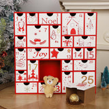 Juegoal Red Advent Calendar, 11.8 Inch Christmas Wooden Advent Calendar with 25 Large Drawers, Christmas Countdown Calendar 2024, Premium Wood Hand Painted Refillable Advent Cute Holiday Decoration