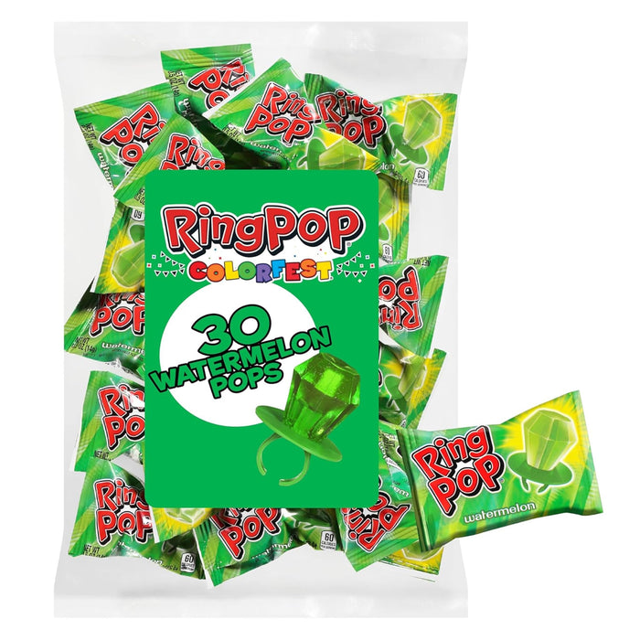Ring Pop Green Watermelon Halloween Lollipop, 30 Count, Party Favors