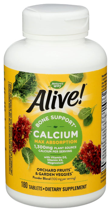 Nature's Way Nature's Way Alive! Calcium Bone Formula, Max Absorption, Plant Source Calcium, 180 Tablets, 180 Count
