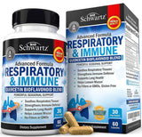 Respiratory & Immune Lung Support Supplement with Quercetin, Vitamin D & Cordyceps, Helps Soothe Respiratory Tissues While Loosening Mucus, Lung Health Vitamins for Women & Men, 60 Capsules