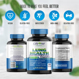grow vitamin Lung Health, Respiratory Support Supplement, Lung Health Extra Strength Support, Lung Cleanse Formula with Vitamin C to Support Bronchial System, Breath Clear Airways - 60 Capsules