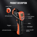 SURLABA Infrared Thermometer, Digital Temperature Gun with Patented Circular Laser, Non-Contact Laser Thermometer Gun for Cooking/Ovens/Home Repairs, -58℉~1022℉ (-50℃-550℃), Not for Use on Humans