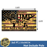 Trump 2024 2nd Second Amendment Flags Double Sided 3x5 Outdoor-Tea Stained Law and Order Guns Donald Trump American Flag Vintage Banner Heavy Duty 3 Ply with 2 Brass Grommets