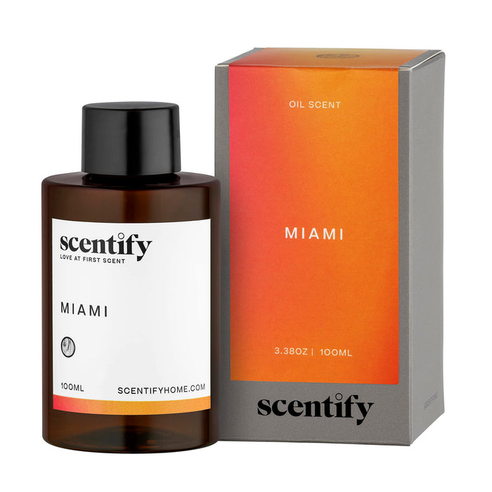 Miami Aroma Oil Scent for Oil Diffusers by Scentify - Luxurious Aroma Oil with Creamy, Cashmere, Sandalwood, Musk Scents - Relaxing Aromatherapy Diffuser Fragrance Non-Toxic & Pet-Friendly 3.4 oz