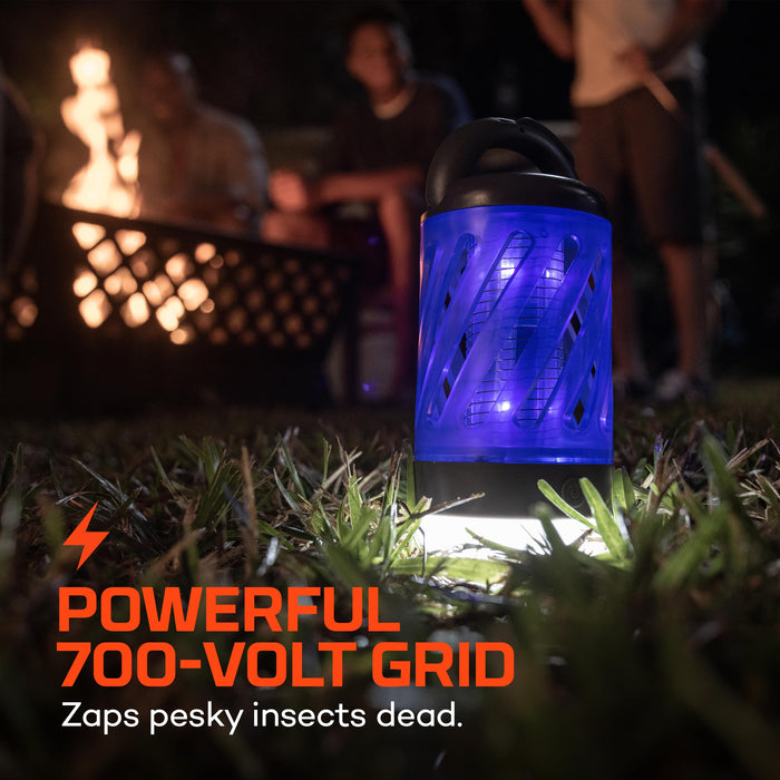 NEBO Mini Bug Zapper & Lantern with Dual Band UV Light Zaps Insects by The Powerful 700-volt Electrical Grid, Easily Fits in Backpack for Hiking, Camping, Hunting and Fishing