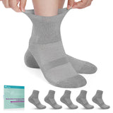 Revosoxs Diabetic Socks for Men Women,5 Pairs Seamless Toe Diabetic Ankle Socks for Women,Non-Binding Diabetic Socks(Grey-Medium)