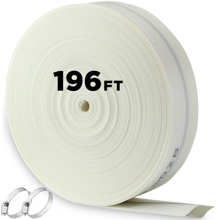 Pushglossy 2 Inch x 196 ft Pool Backwash Hose Heavy Duty Reinforced PVC Lay Flat Fire Discharge Hose for Swimming Pools Outdoor Lawn, Garden Irrigation