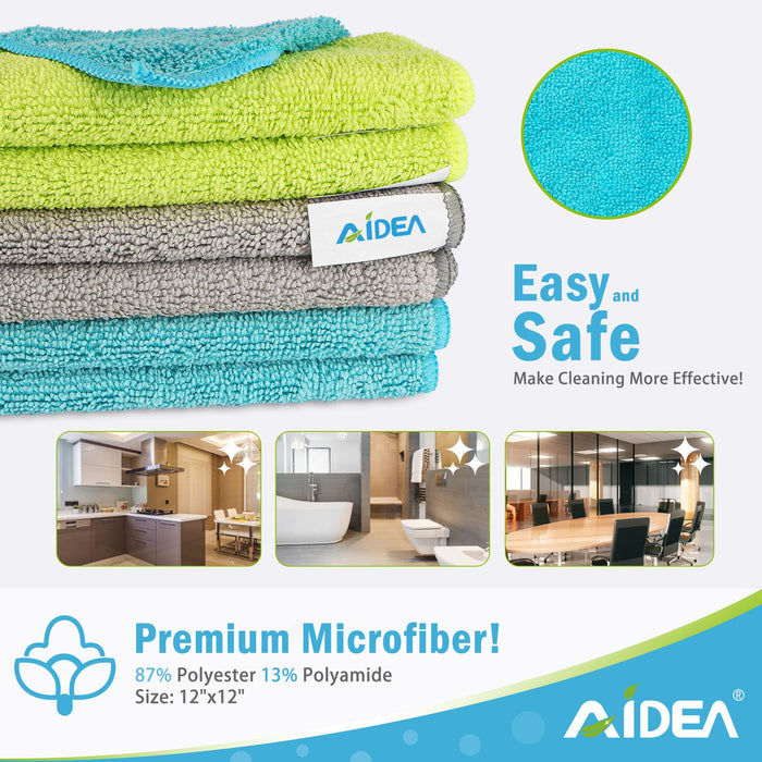 AIDEA Microfiber Cleaning Cloths-100Pack, Highly Absorbent Cleaning Towel, Lint-Free Streak-Free Microfiber Cloth for House, Kitchen, Car, Window (12in.x12in.)